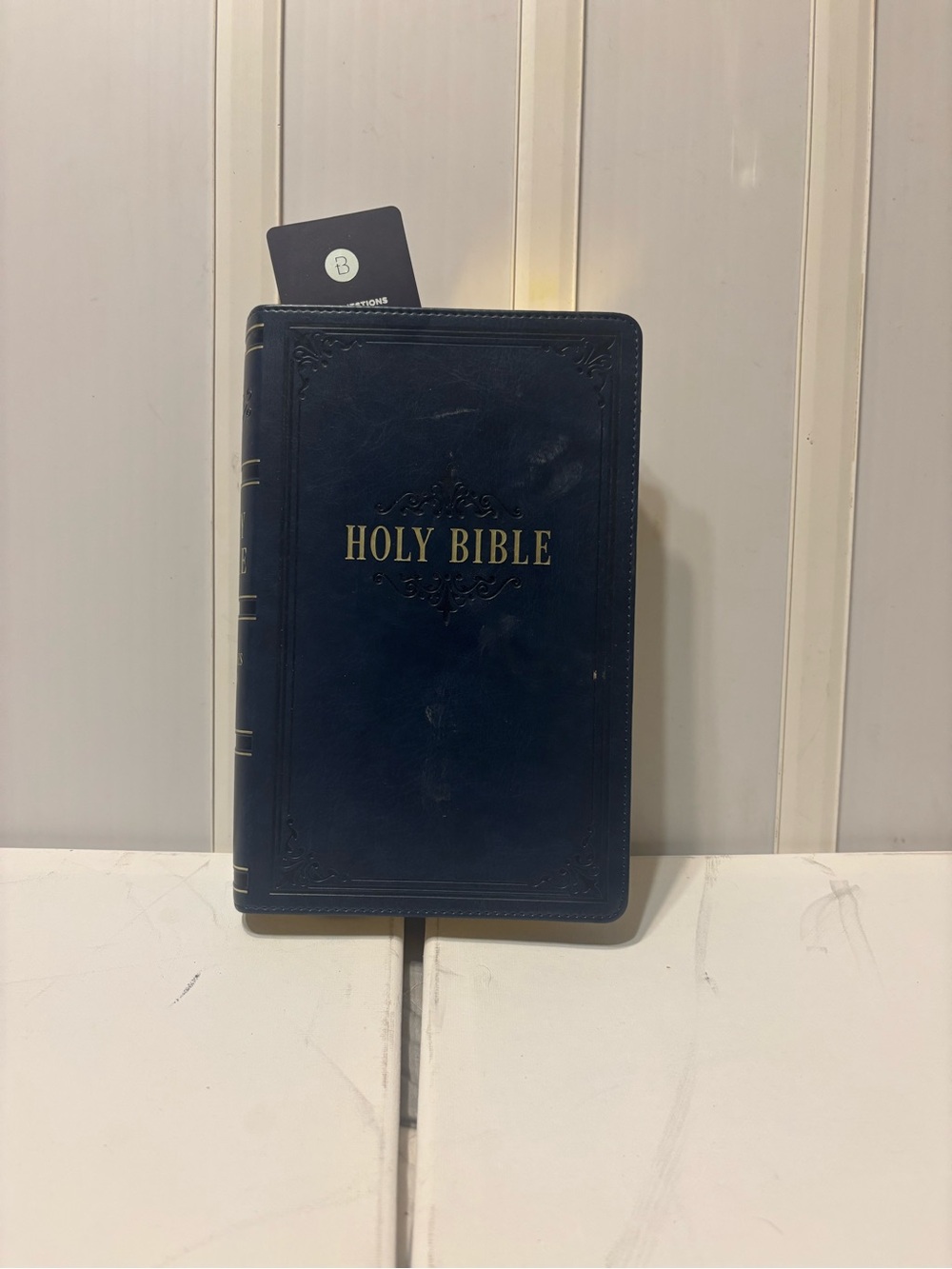 Dark Blue Faux Leather Giant Print King James Version Bible Includes Thumb Index